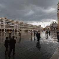Buy canvas prints of   Piazza San Marco after the rain by Matthew Bruce