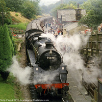 Buy canvas prints of Steam Train at Haworth by Philip Pound