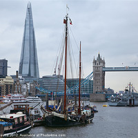 Buy canvas prints of Boats Shard & Tower Bridge by Philip Pound