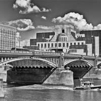 Buy canvas prints of MI6 Building at Vauxhall London by Philip Pound