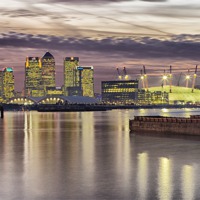 Buy canvas prints of Docklands London Dome Sunset by Philip Pound