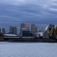 Buy canvas prints of Night View of Londons Thames Barrier by Philip Pound