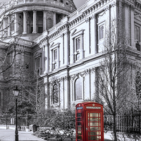 Buy canvas prints of Red Phone Box at St Pauls by Philip Pound