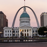 Buy canvas prints of  Night view of St Louis Gateway to the West Arch M by Philip Pound