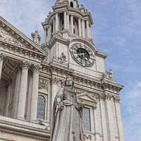 Buy canvas prints of Queen Anne's Statue at St Paul's Cathedral in Lond by Philip Pound