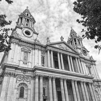 Buy canvas prints of  Front facade of St Paul's Cathedral in London by Philip Pound