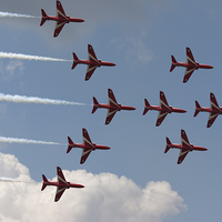 Buy canvas prints of  Nine Red Arrow Jets in Formation by Philip Pound
