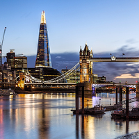 Buy canvas prints of  Tower Bridge and the Shard At Night by Philip Pound