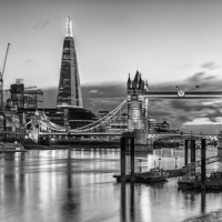 Buy canvas prints of  London's Tower Bridge, Shard and City Hall - a bl by Philip Pound