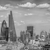 Buy canvas prints of  Black and white City of London Skyline by Philip Pound