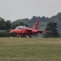 Buy canvas prints of  RAF Red Arrows Jet Preparing for Take Off by Philip Pound
