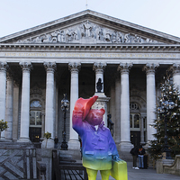 Buy canvas prints of  RGB statue of Paddington Bear by Philip Pound