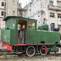 Buy canvas prints of  Green Steam Train in the centre of Old Havana by Philip Pound
