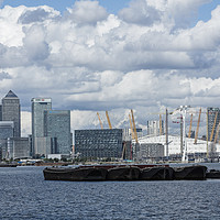 Buy canvas prints of City of London and the O2 Arena at Docklands  by Philip Pound