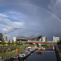 Buy canvas prints of Rainbow over the Aquatic Centre in London's East E by Philip Pound