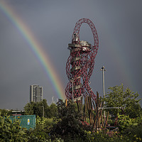 Buy canvas prints of Double Rainbow over ArcelorMittal Sculpture in Str by Philip Pound
