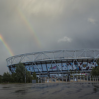 Buy canvas prints of Double Rainbow over the London Stadium by Philip Pound
