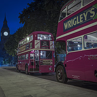 Buy canvas prints of  Big Ben and London Red Buses at Night by Philip Pound