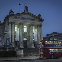 Buy canvas prints of London Red Bus at Tate Britain Art Museum at Night by Philip Pound