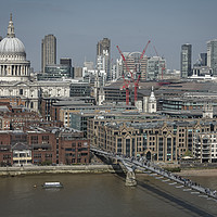 Buy canvas prints of St Paul's Cathedral and the Wobbly Bridge in Londo by Philip Pound