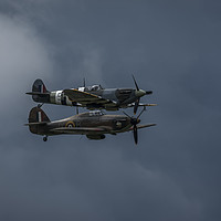 Buy canvas prints of       Spitfires flying in the sky by Philip Pound