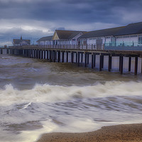Buy canvas prints of Waves at Southwold Pier by Philip Pound