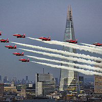 Buy canvas prints of Britain at its best - Red Arrows London Fly Past  by Philip Pound