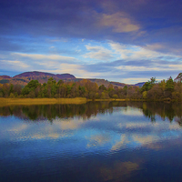 Buy canvas prints of  Reflections in a Perthshire Loch by Derek Corner