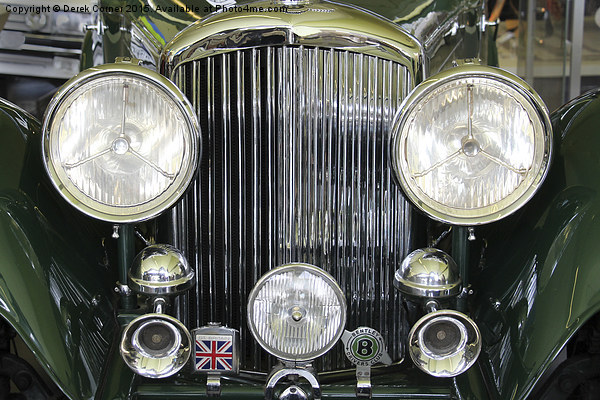  Headlight and badges on vintage Bentley Picture Board by Derek Corner