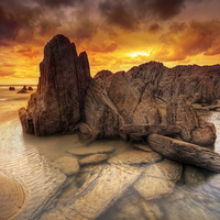 Buy canvas prints of Mortehoe Rockpool by mark leader