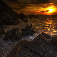 Buy canvas prints of Mortehoe Sunset 24/04/2016 by mark leader