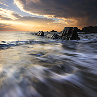 Buy canvas prints of The day concludes at Duckpool Bay by mark leader