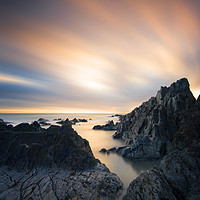 Buy canvas prints of Twilight at Mortehoe Beach by mark leader