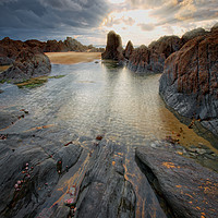 Buy canvas prints of Combesgate Beach. by mark leader