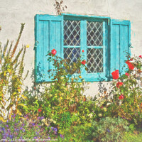 Buy canvas prints of Old Cottage Window With Shutters by Ian Lewis