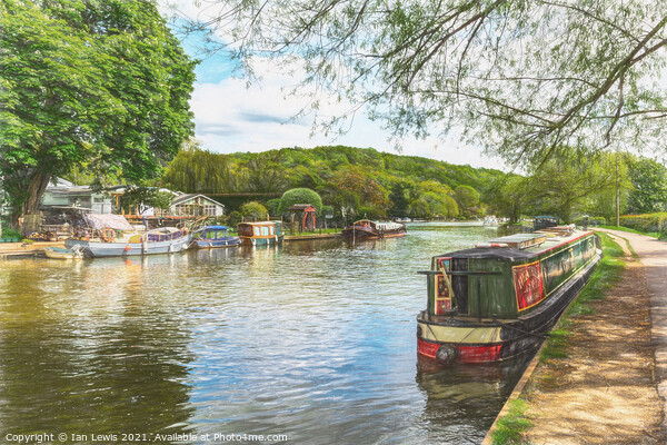 A Narrowboat Moored At Henley Picture Board by Ian Lewis