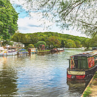 Buy canvas prints of A Narrowboat Moored At Henley by Ian Lewis