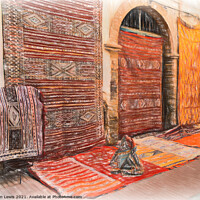 Buy canvas prints of Carpets For Sale  In Essaouira by Ian Lewis