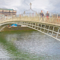 Buy canvas prints of Ha'Penny Bridge Dublin an Impressionist View by Ian Lewis