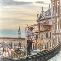 Buy canvas prints of Gondola On The Grand Canal Venice by Ian Lewis