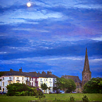 Buy canvas prints of The Moon Rising Over Silloth by Ian Lewis