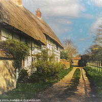 Buy canvas prints of Thatched Cottages In Blewbury by Ian Lewis