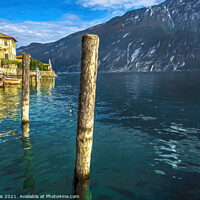 Buy canvas prints of The waterside at Limone Sul Garda by Ian Lewis