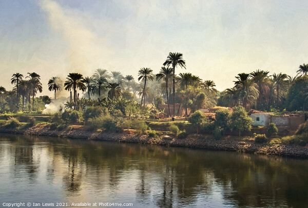 A Village By The River Nile Picture Board by Ian Lewis