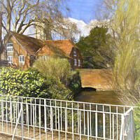 Buy canvas prints of The Itchen Near Winchester College by Ian Lewis