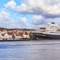 Buy canvas prints of Stavanger Quayside with Moored Ships by Ian Lewis