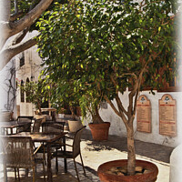 Buy canvas prints of A Shaded Table in Mojácar by Ian Lewis