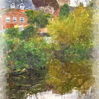 Buy canvas prints of Kintbury From the Canal a Digital Painting by Ian Lewis