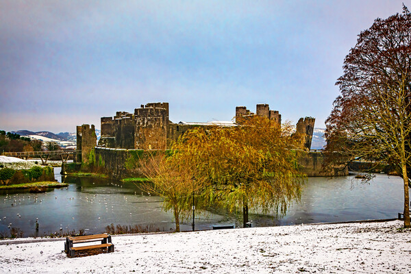 Majestic Fortress in Winter Wonderland Picture Board by Ian Lewis