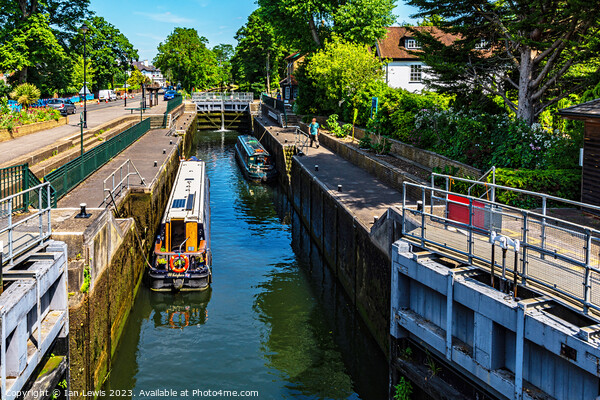 Narrowboats in Boulters Lock, Maidenhead Picture Board by Ian Lewis